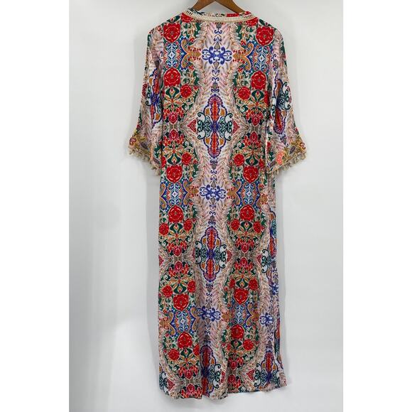 Soft Surroundings Ipanema Maxi Dress Embroidered Cover Up Colorful NEW Womens XS - Picture 9 of 10